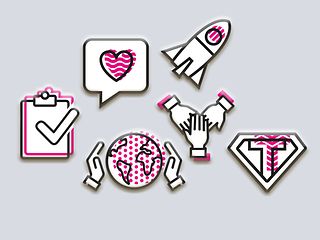 Six symbols represent the corporate values ​​of the Telekom.