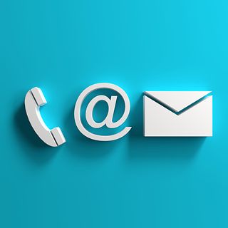 E-mail symbol, telephone, mail.